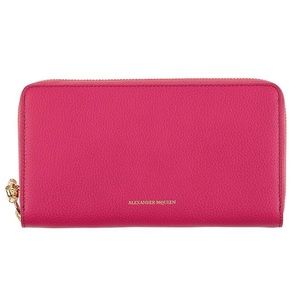 Alexander McQueen Women's Fuchsia Gold Skull-Zip Continental Wallet